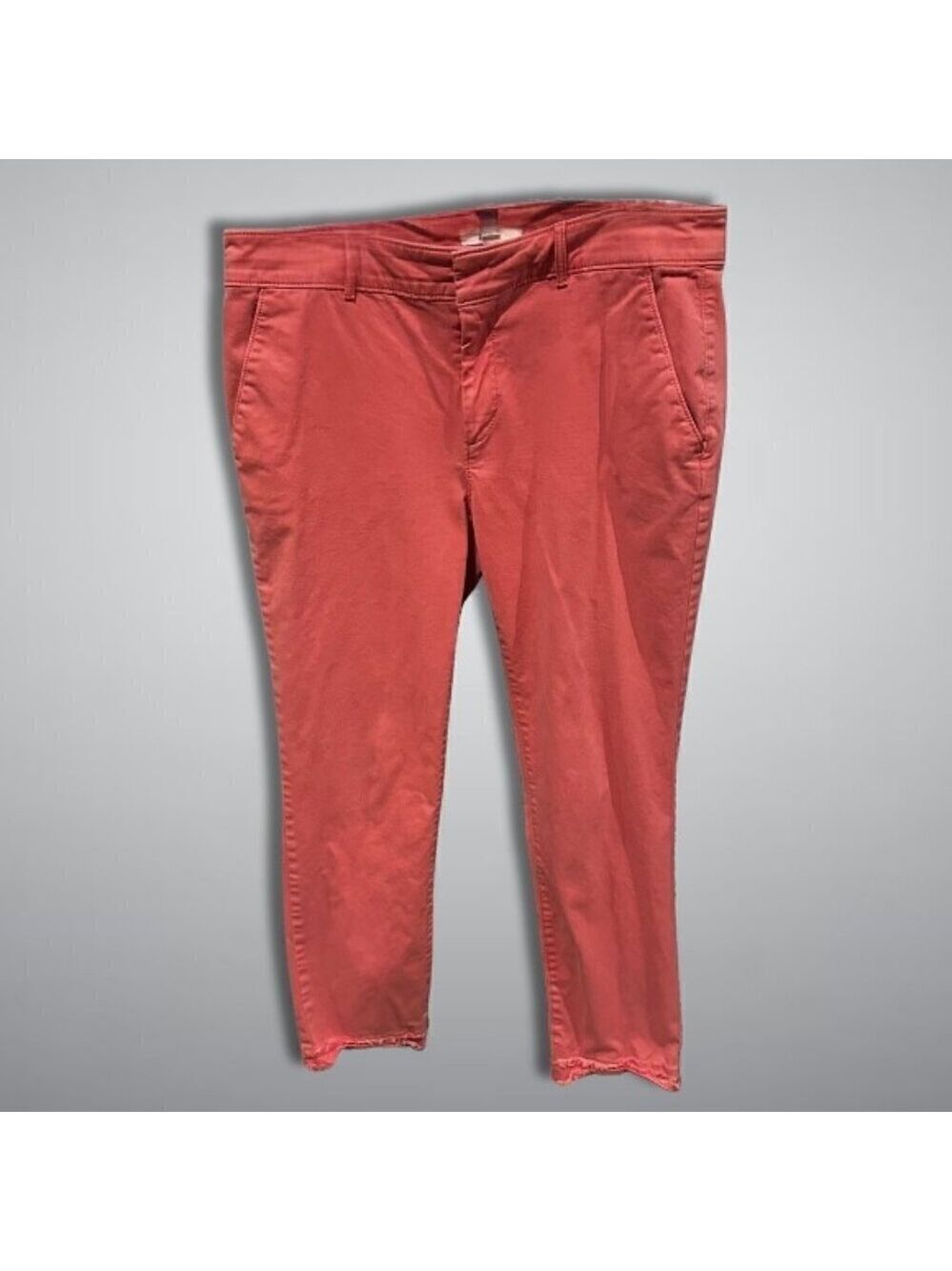 LOFT Chino Cropped Pants Mid-Rise Slim Fit Capri Ankle Cut Coral Pink Women's 8
